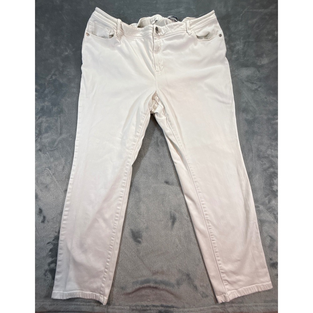 J.Jill Denim Authentic Fit Slim Ankle Pants White Elastic Back Plus Sz 18 Jeans